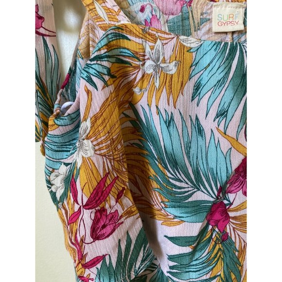 Surf Gypsy Tops New Surf Gypsy Floral Ruffle Tiered Tank Tie